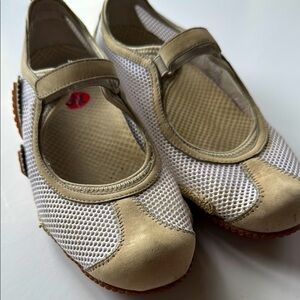 Merrell White and Tan Mesh Mary Jane Shoes